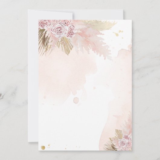 Pampas Gras Bohemian Virtuele Zoom Baby Shower Kaart (Achterkant)