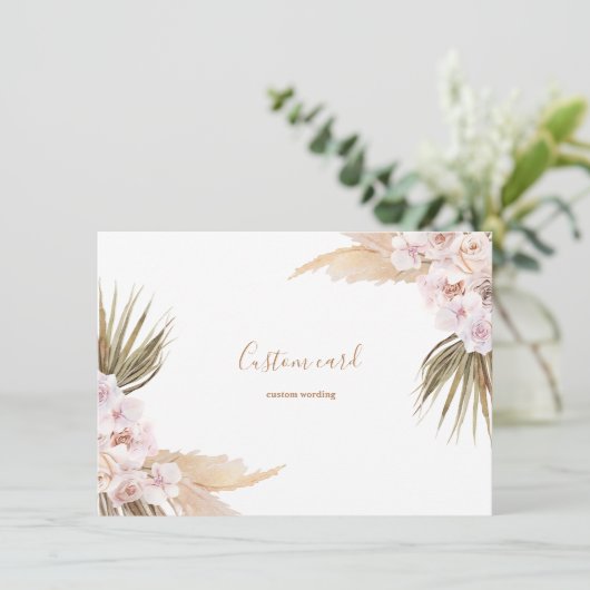 Pampas gras boho aangepaste kaart