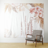 Pampas Gras Boho Afstudeer Foto Booth Achtergrond Wandkleed (In Situ (horizontaal))