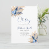 Pampas Gras Boho Baby Shower Jongens Uitnodiging (Staand voorkant)