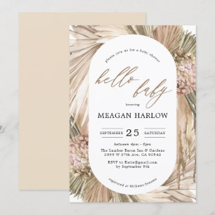 Pampas Gras Boho Baby Shower Uitnodiging