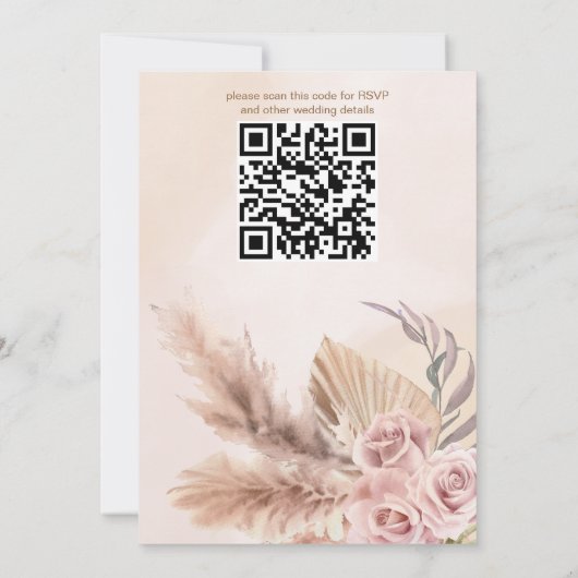 Pampas gras boho bloemen herfst bruiloft kaart (Achterkant)