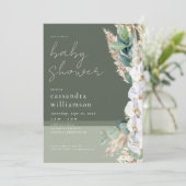 Pampas Gras Boho Bloemige Baby Shower Kaart (Staand voorkant)