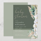 Pampas Gras Boho Bloemige Baby Shower Kaart (Voorkant / Achterkant)