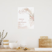 Pampas Gras Boho Bloemige Trouwbegroeting Poster (Keuken)