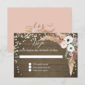 Pampas Gras Boho Blush Bloem Twinkellichten RSVP Kaartje (Voorkant / Achterkant)