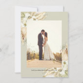 Pampas Gras Boho Boeket Na de Bruiloftreceptie Kaart (Achterkant)