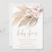 Pampas gras boho bohemian desert baby shower kaart (Voorkant)