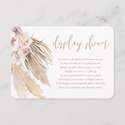 Pampas gras boho bohemian display douche inzetstuk informatiekaartje (Voorkant)