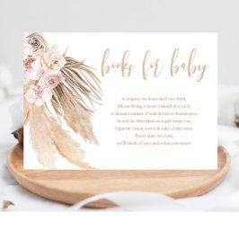 Pampas gras boho bohemiboeken voor baby shower informatiekaartje