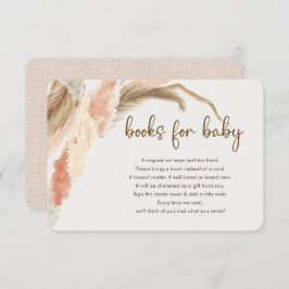 Pampas gras boho bohemiboeken voor baby shower informatiekaartje