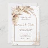 Pampas Gras Boho Bruiloft  Kaart (Voorkant)