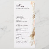 Pampas gras boho bruiloft menu & dank u bericht (Voorkant)