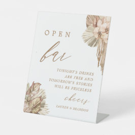 Pampas Gras Boho Bruiloft Open Bar Bord Reclamebord Met Voetstuk