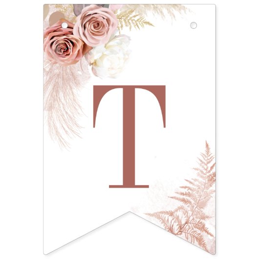 Pampas Gras Boho Chic Terracotta Bruiloftsfeest Vlaggetjes (Eerste vlag)