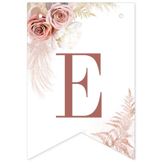 Pampas Gras Boho Chic Terracotta Bruiloftsfeest Vlaggetjes (Derde vlag)