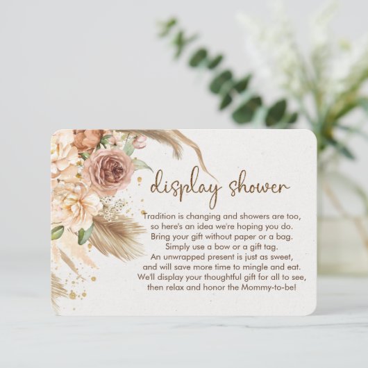 Pampas gras boho display doucheinserts informatiekaartje (Staand voorkant)