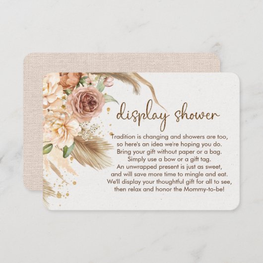 Pampas gras boho display doucheinserts informatiekaartje (Voorkant / Achterkant)