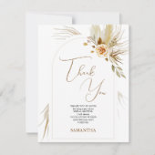 Pampas gras boho elegante bruiloft feest bedankkaart (Voorkant)