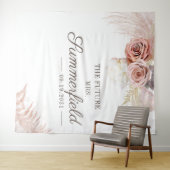 Pampas Gras Boho Fotohokje Bruidsfeest Wandkleed (In Situ (horizontaal))