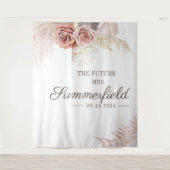 Pampas Gras Boho Fotohokje Bruidsfeest Wandkleed (Voorkant)