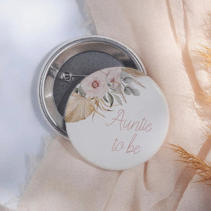Pampas Gras Boho Meisje Baby Shower Tante Wordt Ronde Button 5,7 Cm
