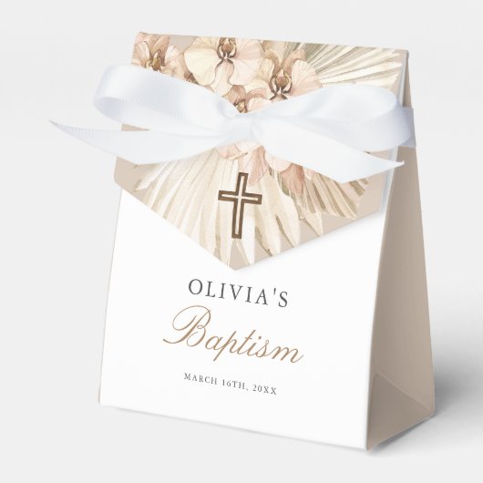 Pampas Gras Boho Meisje Doopfeest Favor Doos Bedankdoosjes (Voorkant Zijde)