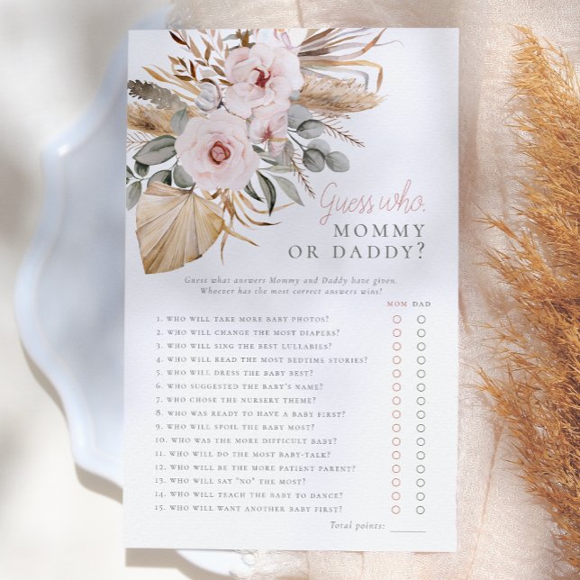 Pampas Gras Boho Raad Wie Baby Shower Spel (Creator heeft geüpload)