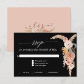 Pampas Gras Boho Roze Bloemenrozen Zwart RSVP Kaartje (Voorkant / Achterkant)