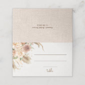 Pampas gras boho rozen placecard plaatskaartje (Buitenkant ongevouwen)
