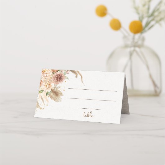 Pampas gras boho rozen placecard plaatskaartje (Voorkant)