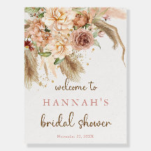 Pampas gras boho rozen thema bruidsshower bord