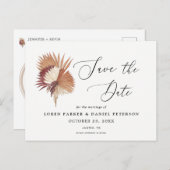 Pampas Gras Boho Save the Date Briefkaart (Voorkant / Achterkant)