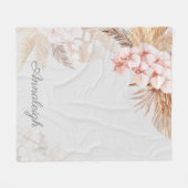 Pampas Gras Boho Script Aangepast Fleece Deken (Voorkant (Horizontaal))