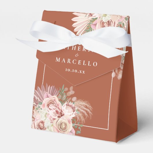 Pampas Gras Boho Terracotta Bruiloft Bedankdoosjes (Voorkant Zijde)