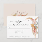 Pampas Gras Boho Witte Bloem Tropisch Palm RSVP Kaartje (Voorkant / Achterkant)