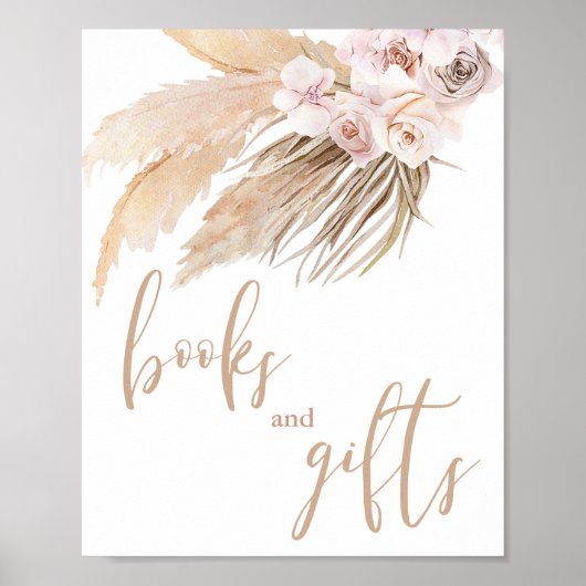Pampas gras boho woestijnboeken en cadeaubord poster (Voorkant)