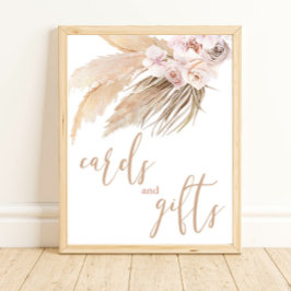 Pampas gras boho woestijnkaarten en cadeaubord poster