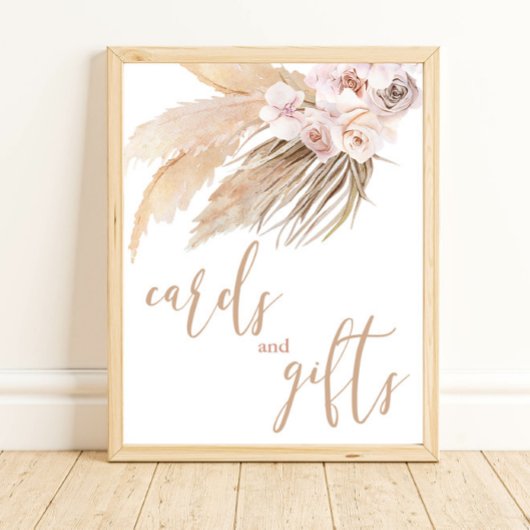 Pampas gras boho woestijnkaarten en cadeaubord poster