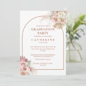 Pampas Gras Boog Foto Afstudeerfeest Kaart (Staand voorkant)