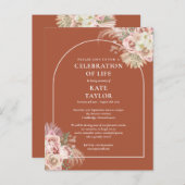 Pampas Gras Boog Viering Van Het Leven Begrafenis Briefkaart (Voorkant / Achterkant)