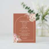 Pampas Gras Boog Viering Van Het Leven Begrafenis Briefkaart (Staand voorkant)