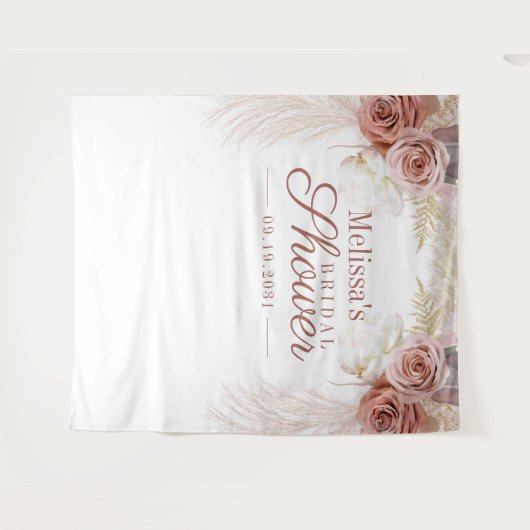 Pampas Gras Bruidsuitnodiging Fotohokje Achtergron Wandkleed (Voorkant (horizontaal))