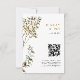 Pampas Gras Bruiloft Boho QR Code RSVP Kaartje