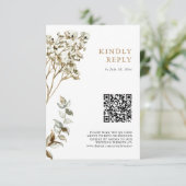 Pampas Gras Bruiloft Boho QR Code RSVP Kaartje (Staand voorkant)