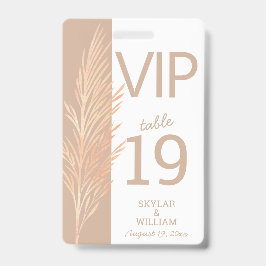 Pampas Gras Bruiloft Fun VIP Creatieve Plaatskaart Badge