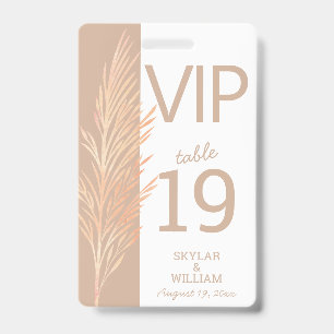 Pampas Gras Bruiloft Fun VIP Creatieve Plaatskaart Badge