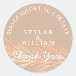 Pampas gras bruiloft neutraal geroosterde amandel ronde sticker