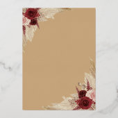 Pampas Gras Bruiloft Roze Goud Folie Uitnodiging (Achterkant)