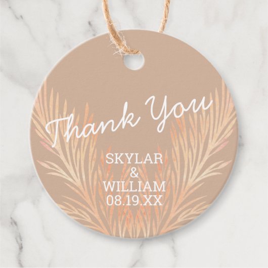 Pampas gras bruiloft trendy boho dank u bedankjes labels (Voorkant)
